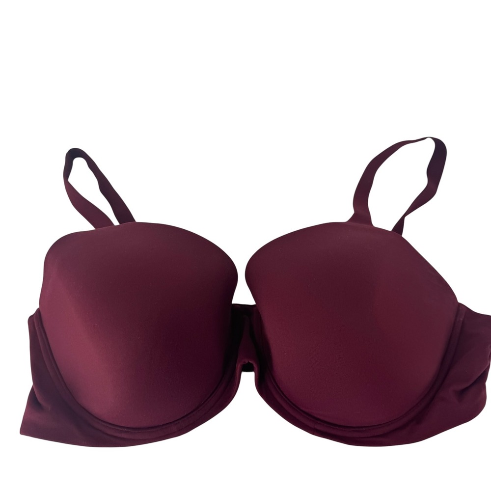 Soma Embraceable Perfect Coverage‎ Bra 42D Burgundy Wine Red Underwire Smoothing